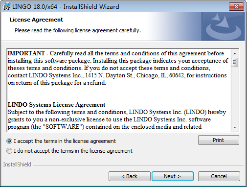 LINGO 18软件下载选项截图
