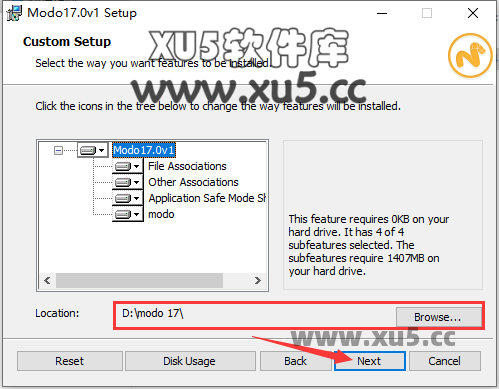 Modo 17.0版安装教程及系统配置要求 Modo 17.0v1 安装路径选择界面