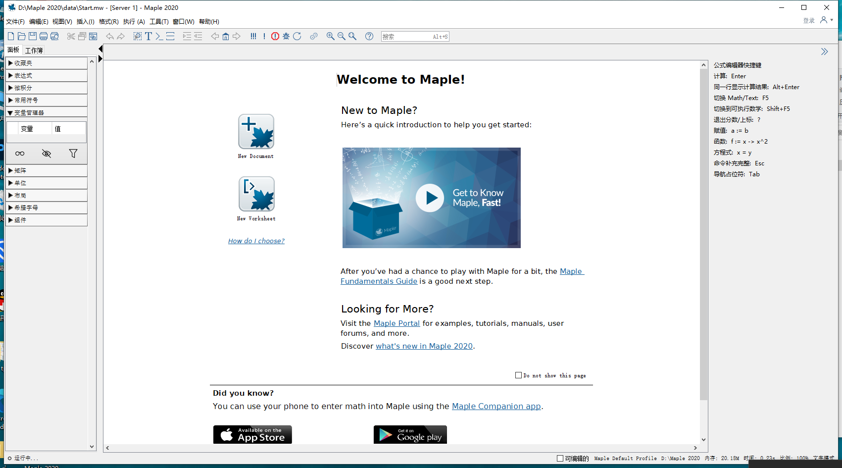 Maple 2020 关于界面截图